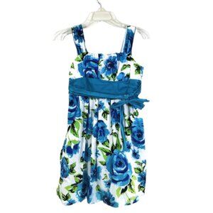 6/$25 My Michelle Girls Floral Summer Dress Blue White Sz 16